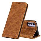 For OPPO Reno4 5G Lucky Flowers Embossing Pattern Magnetic Horizontal Flip Leather Case with Holder & Card Slots(Yellow Brown) - 1