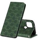 For Google Pixel 5 Lucky Flowers Embossing Pattern Magnetic Horizontal Flip Leather Case with Holder & Card Slots(Dark Green) - 1