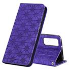 For Huawei P smart 2021 / Y7A Lucky Flowers Embossing Pattern Magnetic Horizontal Flip Leather Case with Holder & Card Slots(Purple) - 1