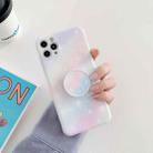 For iPhone 12 Shockproof Colorful Glitter Marble Protective Case with Folding Holder(Pink Blue) - 1