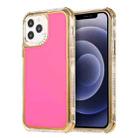 For iPhone 11 Pro Max 3 in 1 Dreamland Electroplating Solid Color TPU + Transparent Border Protective Case (Rose Red) - 1