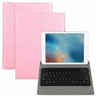 Universal Detachable Bluetooth Keyboard + Leather Tablet Case without Touchpad for iPad 9-10 inch, Specification:Black Keyboard(Pink) - 1