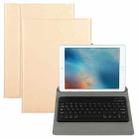 Universal Detachable Bluetooth Keyboard + Leather Tablet Case without Touchpad for iPad 9-10 inch, Specification:Black Keyboard(Gold) - 1