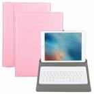 Universal Detachable Bluetooth Keyboard + Leather Tablet Case without Touchpad for iPad 9-10 inch, Specification:White Keyboard(Pink) - 1