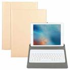 Universal Detachable Bluetooth Keyboard + Leather Tablet Case without Touchpad for iPad 9-10 inch, Specification:White Keyboard(Gold) - 1