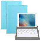 Universal Detachable Bluetooth Keyboard + Leather Tablet Case with Touchpad for iPad 9-10 inch, Specification:White Keyboard(Blue) - 1