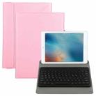 Universal Round Keys Detachable Bluetooth Keyboard + Leather Tablet Case without Touchpad for iPad 9-10 inch, Specification:Black Keyboard(Pink) - 1