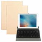 Universal Round Keys Detachable Bluetooth Keyboard + Leather Tablet Case without Touchpad for iPad 9-10 inch, Specification:Black Keyboard(Gold) - 1