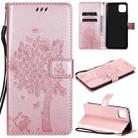 For Huawei Enjoy 20 5G Tree & Cat Pattern Pressed Printing Horizontal Flip PU Leather Case with Holder & Card Slots & Wallet & Lanyard(Rose Gold) - 1