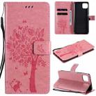 For Huawei Enjoy 20 5G Tree & Cat Pattern Pressed Printing Horizontal Flip PU Leather Case with Holder & Card Slots & Wallet & Lanyard(Pink) - 1