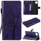 For Huawei Enjoy 20 5G Tree & Cat Pattern Pressed Printing Horizontal Flip PU Leather Case with Holder & Card Slots & Wallet & Lanyard(Purple) - 1