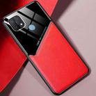 For OPPO A15 All-inclusive Leather + Organic Glass Protective Case with Metal Iron Sheet(Red) - 1