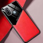 For OPPO A53 (2020) All-inclusive Leather + Organic Glass Protective Case with Metal Iron Sheet(Red) - 1