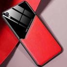 For OPPO R9 Plus All-inclusive Leather + Organic Glass Protective Case with Metal Iron Sheet(Red) - 1