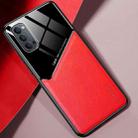 For OPPO Reno4 4G All-inclusive Leather + Organic Glass Protective Case with Metal Iron Sheet(Red) - 1