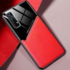 For OPPO Realme 7 All-inclusive Leather + Organic Glass Protective Case with Metal Iron Sheet(Red) - 1