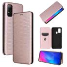 For DOOGEE N30 Carbon Fiber Texture Horizontal Flip TPU + PC + PU Leather Case with Card Slot(Pink) - 1