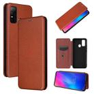 For DOOGEE N30 Carbon Fiber Texture Horizontal Flip TPU + PC + PU Leather Case with Card Slot(Brown) - 1