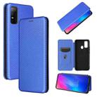 For DOOGEE N30 Carbon Fiber Texture Horizontal Flip TPU + PC + PU Leather Case with Card Slot(Blue) - 1