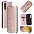 For Fujitsu Arrows NX9 F-52A Carbon Fiber Texture Horizontal Flip TPU + PC + PU Leather Case with Card Slot(Pink) - 1