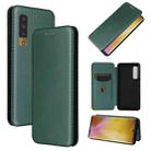 For Fujitsu Arrows NX9 F-52A Carbon Fiber Texture Horizontal Flip TPU + PC + PU Leather Case with Card Slot(Green) - 1