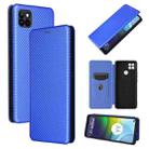 For Motorola Moto G9 Power Carbon Fiber Texture Horizontal Flip TPU + PC + PU Leather Case with Card Slot(Blue) - 1