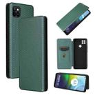 For Motorola Moto G9 Power Carbon Fiber Texture Horizontal Flip TPU + PC + PU Leather Case with Card Slot(Green) - 1