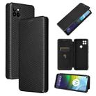 For Motorola Moto G9 Power Carbon Fiber Texture Horizontal Flip TPU + PC + PU Leather Case with Card Slot(Black) - 1