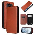 For Oukitel WP5 / WP5 Pro Carbon Fiber Texture Horizontal Flip TPU + PC + PU Leather Case with Card Slot(Brown) - 1