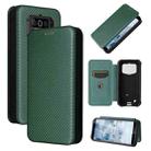 For Oukitel WP5 / WP5 Pro Carbon Fiber Texture Horizontal Flip TPU + PC + PU Leather Case with Card Slot(Green) - 1