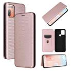 For HTC Desire 20 Plus Carbon Fiber Texture Horizontal Flip TPU + PC + PU Leather Case with Card Slot(Pink) - 1