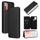 For HTC Desire 20 Plus Carbon Fiber Texture Horizontal Flip TPU + PC + PU Leather Case with Card Slot(Black) - 1