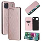 For LG K92 5G Carbon Fiber Texture Horizontal Flip TPU + PC + PU Leather Case with Card Slot(Pink) - 1