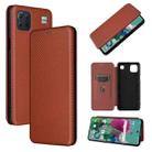 For LG K92 5G Carbon Fiber Texture Horizontal Flip TPU + PC + PU Leather Case with Card Slot(Brown) - 1