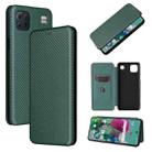 For LG K92 5G Carbon Fiber Texture Horizontal Flip TPU + PC + PU Leather Case with Card Slot(Green) - 1