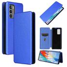 For LG Wing 5G Carbon Fiber Texture Horizontal Flip TPU + PC + PU Leather Case with Card Slot(Blue) - 1