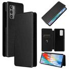 For LG Wing 5G Carbon Fiber Texture Horizontal Flip TPU + PC + PU Leather Case with Card Slot(Black) - 1