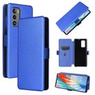 For LG Wing 5G with Buckle Carbon Fiber Texture Horizontal Flip TPU + PC + PU Leather Case with Card Slot(Blue) - 1