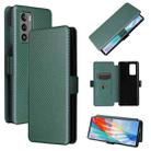 For LG Wing 5G with Buckle Carbon Fiber Texture Horizontal Flip TPU + PC + PU Leather Case with Card Slot(Green) - 1