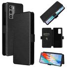 For LG Wing 5G with Buckle Carbon Fiber Texture Horizontal Flip TPU + PC + PU Leather Case with Card Slot(Black) - 1