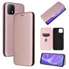 For OPPO A72 5G Carbon Fiber Texture Horizontal Flip TPU + PC + PU Leather Case with Card Slot(Pink) - 1