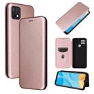 For OPPO A15 Carbon Fiber Texture Horizontal Flip TPU + PC + PU Leather Case with Card Slot(Pink) - 1
