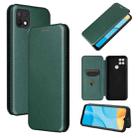 For OPPO A15 Carbon Fiber Texture Horizontal Flip TPU + PC + PU Leather Case with Card Slot(Green) - 1