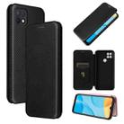 For OPPO A15 Carbon Fiber Texture Horizontal Flip TPU + PC + PU Leather Case with Card Slot(Black) - 1