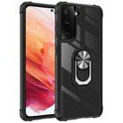 For Samsung Galaxy S21 5G Shockproof Transparent TPU + Acrylic Protective Case with Ring Holder(Black Silver) - 1