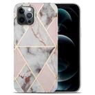For iPhone 12 Pro Splicing Marble Pattern TPU Protective Case(Light Pink Grey) - 1
