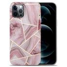 For iPhone 12 Pro Splicing Marble Pattern TPU Protective Case(Pink) - 1