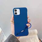 For iPhone 12 / 12 Pro Skin Feeling Protective Case with Lanyard(Blue) - 1