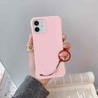 For iPhone 12 mini Skin Feeling Protective Case with Lanyard (Pink) - 1