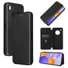 For Huawei Y9a Carbon Fiber Texture Horizontal Flip TPU + PC + PU Leather Case with Card Slot(Black) - 1